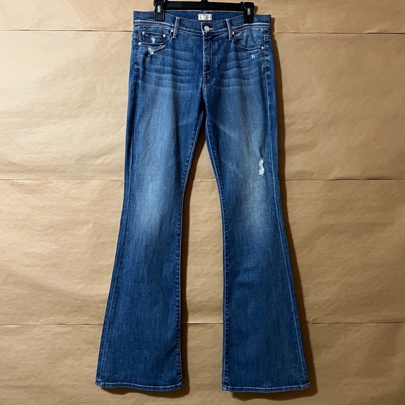 Mother | The Cruiser Jeans Graffiti Girl Flared Leg Mid Rise Denim Size 31 - Picture 1 of 14